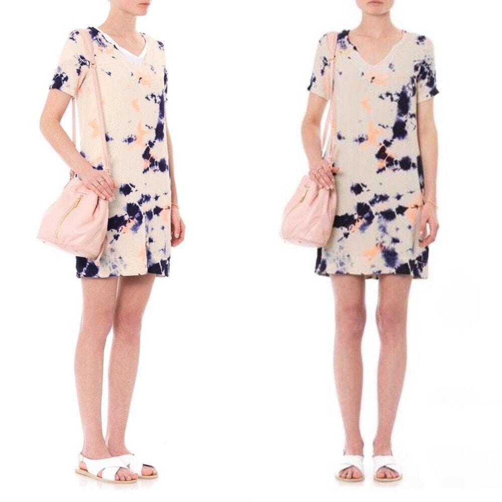 Raquel Allegra Silk Cosmic Tie Dye Shift Dress Size 0 Boho Resort Quiet Luxury